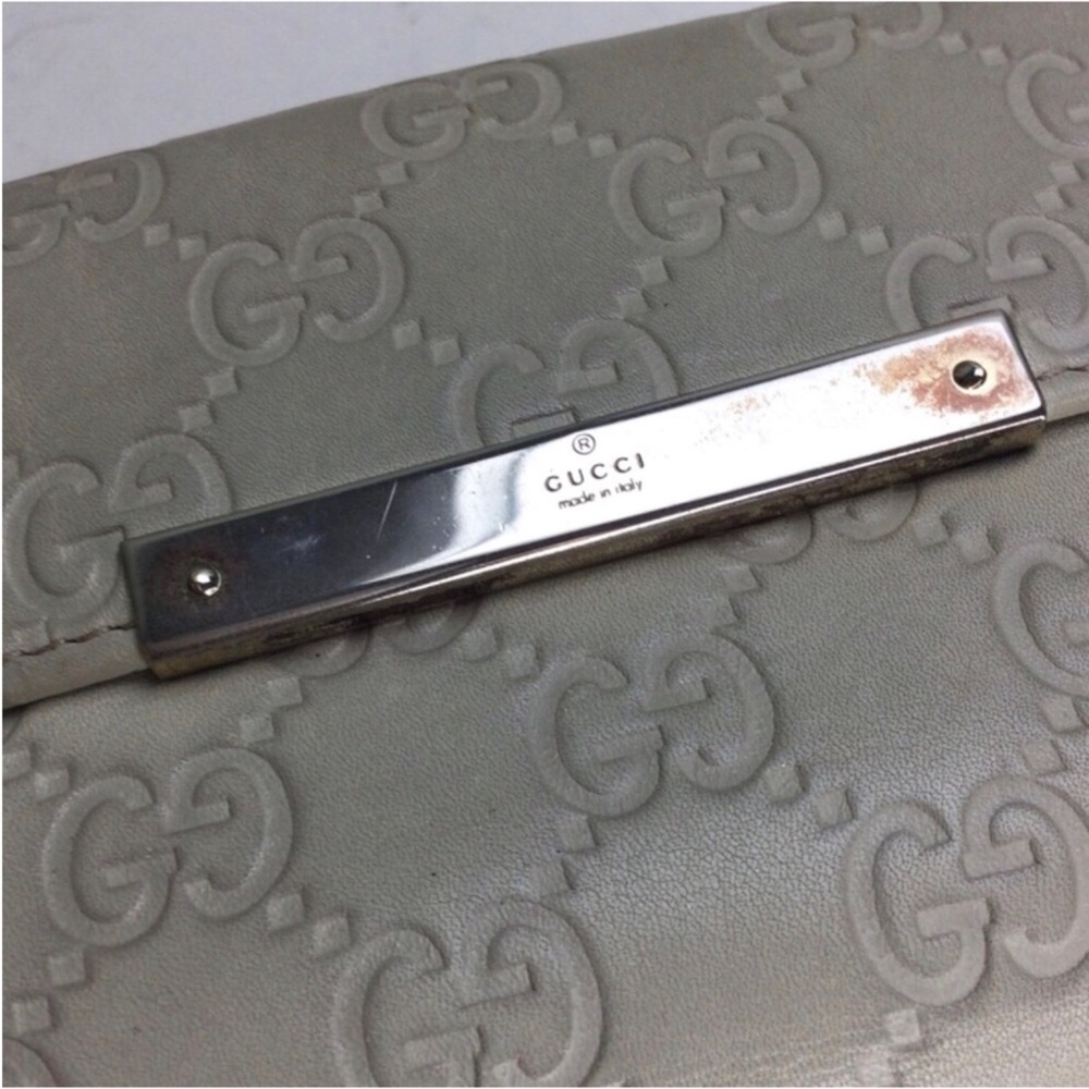 Gucci Guccisima Double G Embossed Gray Leather BiFold Flap Front Snap Wallet - Picture 9 of 13